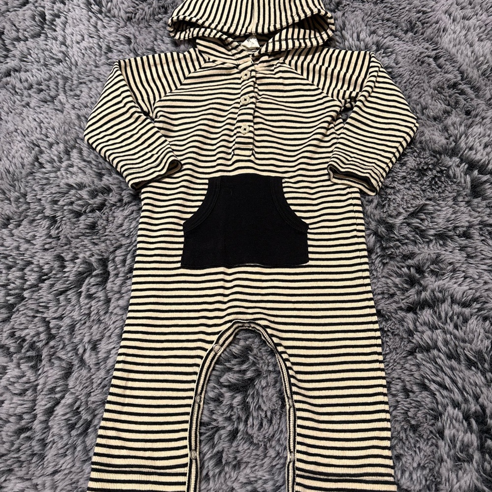 Kate Quinn Black and Cream Striped Bodysuit